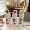 Crayon pequeño nuevo dibujo animado vaso térmico tres tapa multicolor diseño impreso para niños estudiantes portátil doble bebida vaso térmico 500ml details Picture